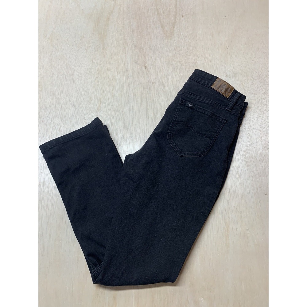 Lee Jeans Regular Fit Boot Cut Black Denim Stretch Womens Size 8M Approx 29x28